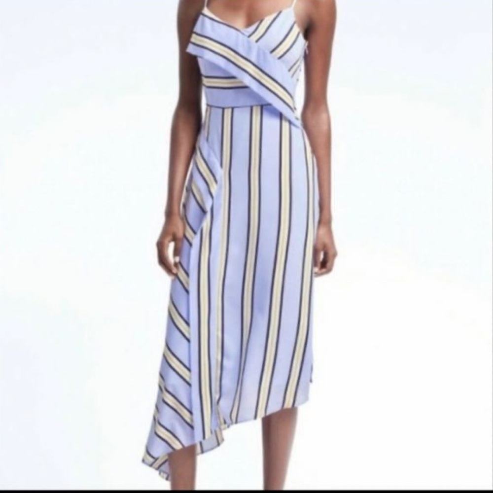 Banana Republic Stripe Strappy Asymmetrical Dress Size 00 Petite